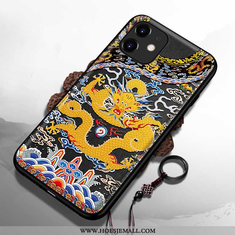 Hoes iPhone 11 Siliconen Trend Dragon Patroon Anti-fall Mobiele Telefoon Super Zacht Geel