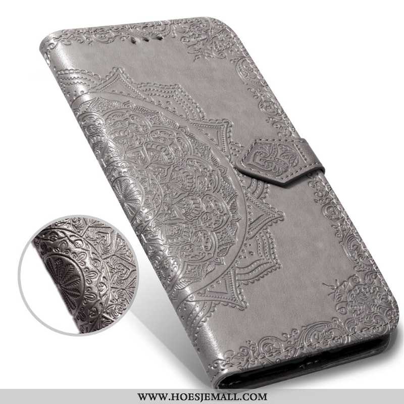 Hoesje iPhone 11 Classic Bescherming Anti-fall Leren Vintage Grijs