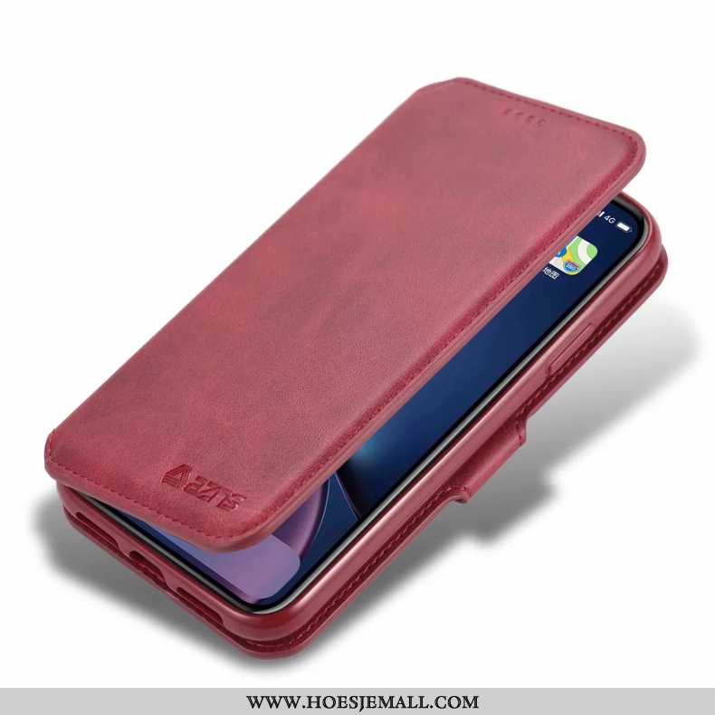 Hoesje iPhone 11 Leren Hanger High End Anti-fall Mobiele Telefoon Tempereren Rood