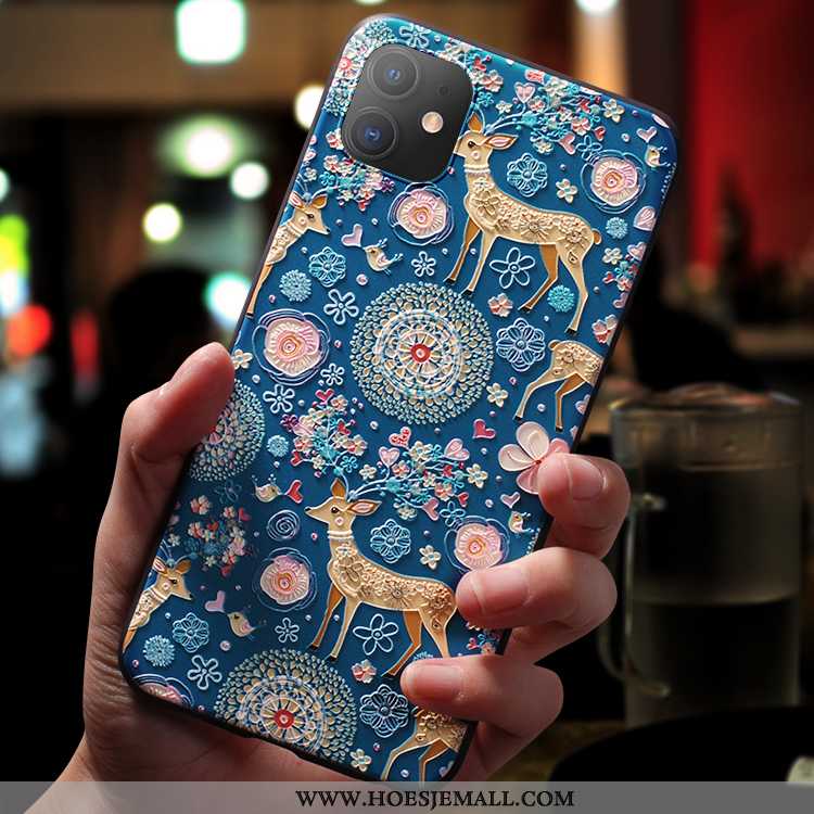 Hoesje iPhone 11 Zacht Siliconen Net Red Dun Nieuw All Inclusive Trend Blauwe