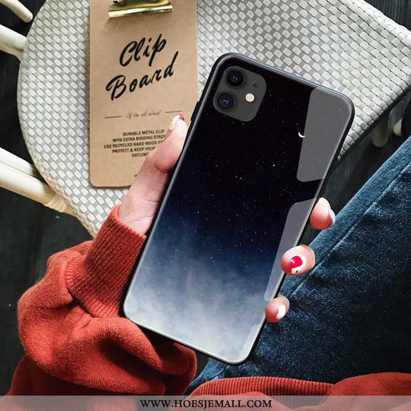 Hoes iPhone 11 Siliconen Persoonlijk Scheppend Hoesje Olieverfschilderij Trend Zwart Zwarte