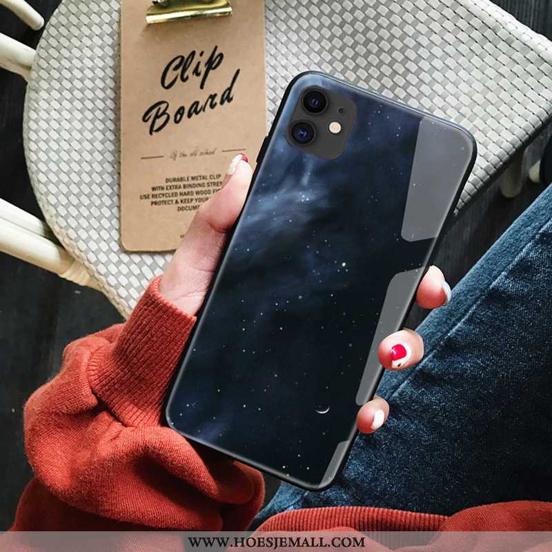 Hoes iPhone 11 Siliconen Persoonlijk Scheppend Hoesje Olieverfschilderij Trend Zwart Zwarte