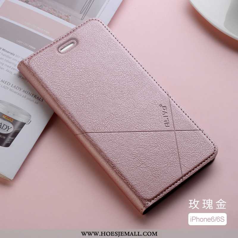 Hoesje iPhone 6/6s Plus Zacht Siliconen Clamshell Leren Mobiele Telefoon Anti-fall Roze