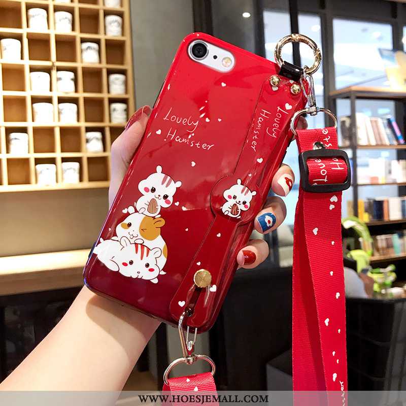 Hoesje iPhone 6/6s Plus Siliconen Hanger Mobiele Telefoon Zacht Hoes Anti-fall Rood