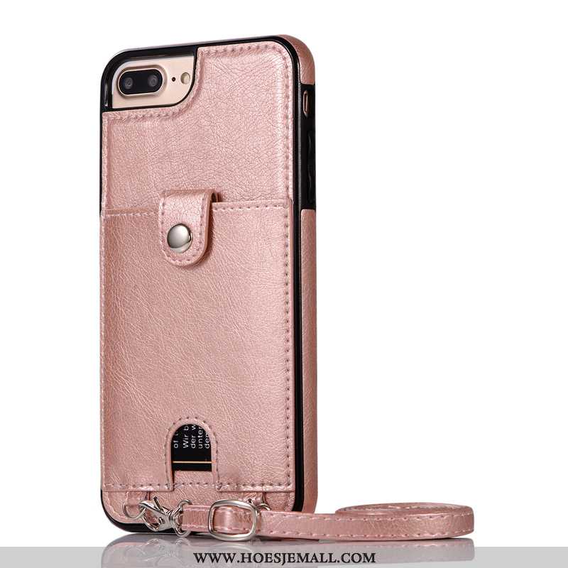 Hoesje iPhone 7 Plus Leren Hanger Mobiele Telefoon Kaart Pu Bescherming Rood