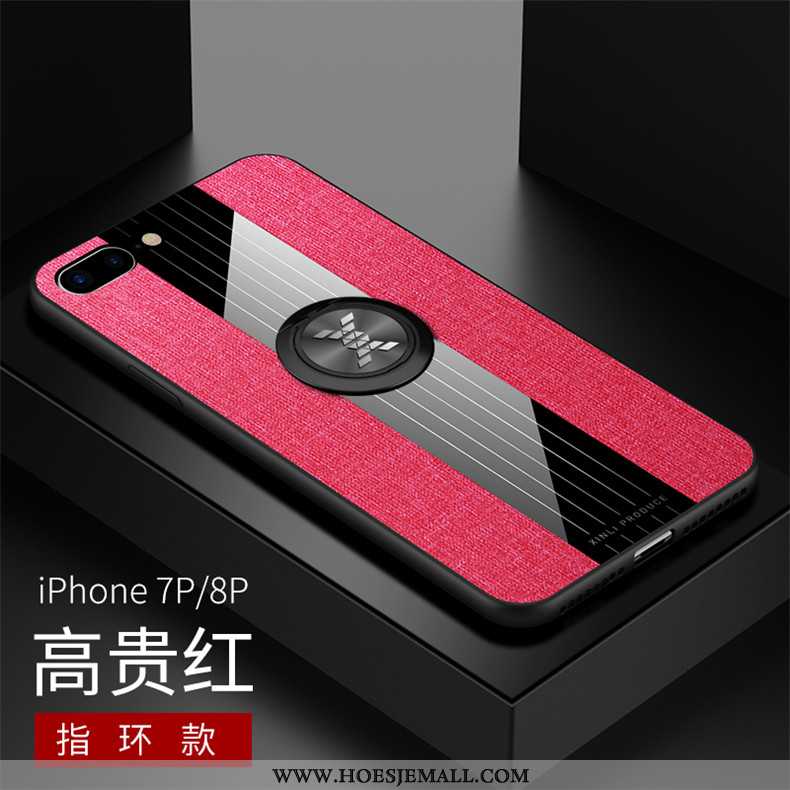 Hoes iPhone 7 Plus Persoonlijk Patroon Magnetisch Pu Grote Hoesje Eenvoudige Rood