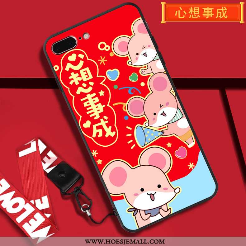 Hoesje iPhone 7 Plus Siliconen Spotprent Zacht Anti-fall Trend Rat Rood