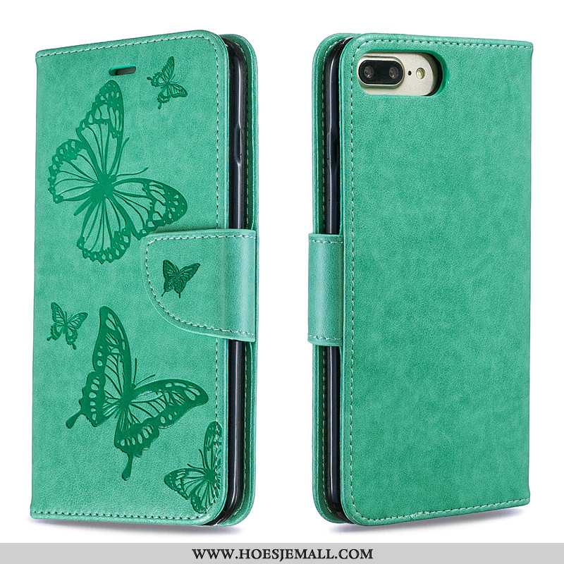 Hoesje iPhone 7 Plus Leer Bescherming Hanger Hoes Rood Leren Folio Roos