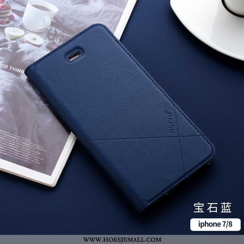 Hoesje iPhone 7 Plus Super Dun Blauw Anti-fall Mobiele Telefoon Leren Bescherming Blauwe