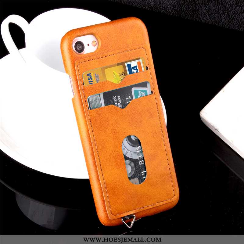 Hoes iPhone 7 Leren Hoesje Bescherming Anti-fall Oranje Mobiele Telefoon Kaart