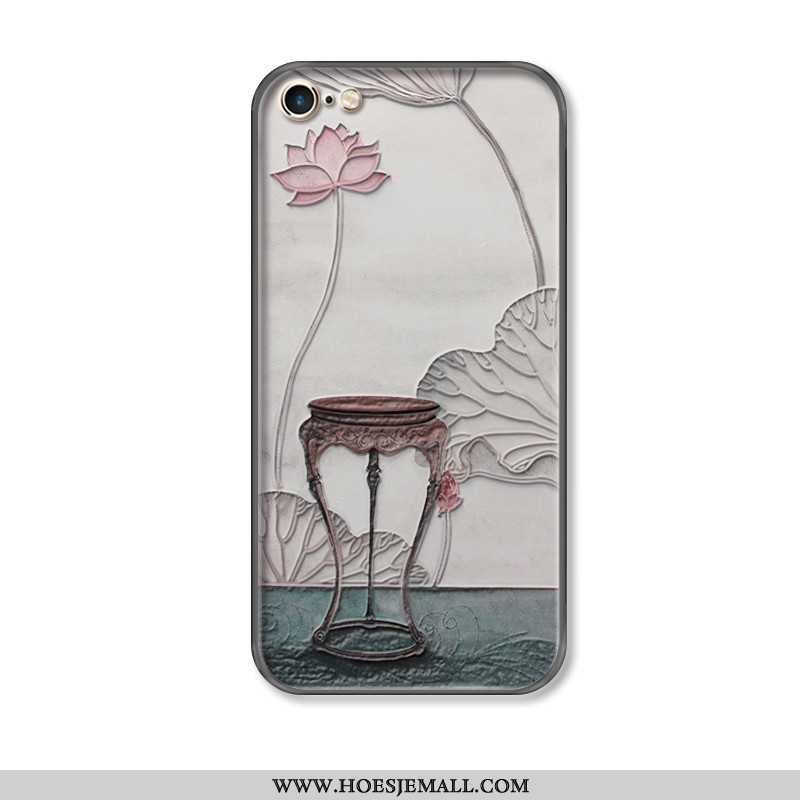 Hoesje iPhone 7 Vintage Bescherming Chinese Stijl Vers Reliëf Hanger Kunst Grijs