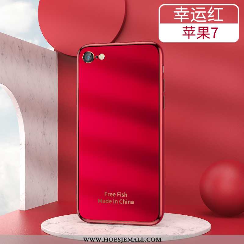 Hoesje iPhone 7 Siliconen Persoonlijk Mobiele Telefoon Plating Eenvoudige Dun Rood
