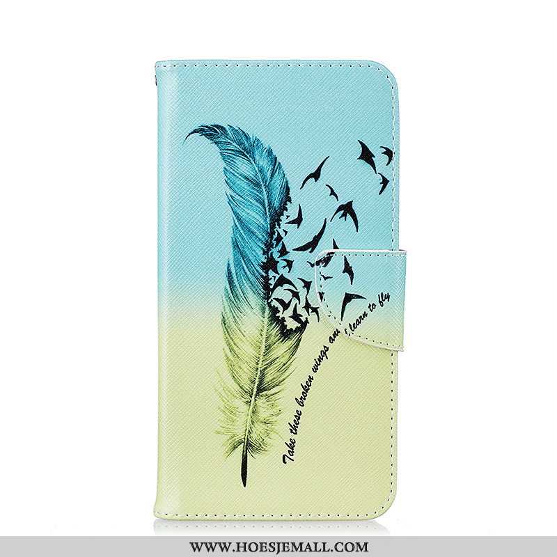 Hoes iPhone 7 Leren Hoesje Bescherming Mobiele Telefoon Folio Geschilderd Blauw Blauwe