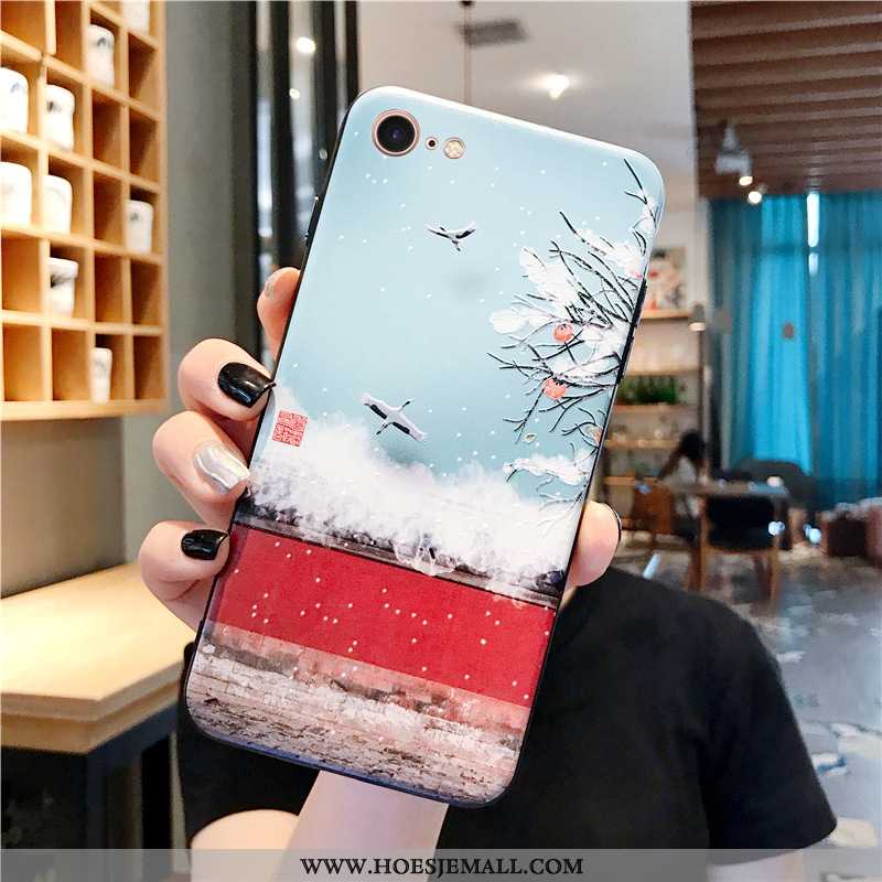 Hoesje iPhone 7 Siliconen Bescherming Chinese Stijl Trend Blauw Hoes Anti-fall Blauwe
