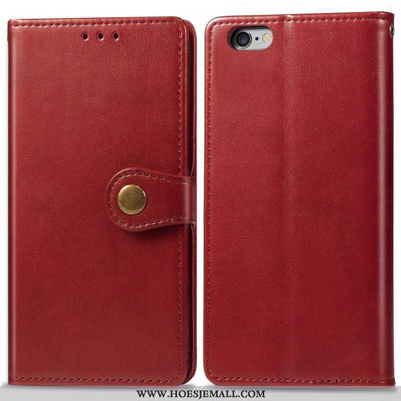 Hoes iPhone 7 Hanger Leer Folio Rood Effen Kleur Hoesje