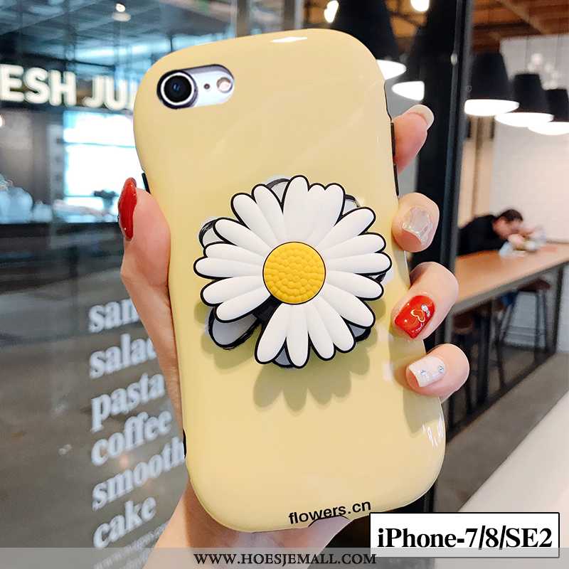 Hoes iPhone 7 Zacht Siliconen Mini Bloemen Madeliefjes Vers Mobiele Telefoon Geel