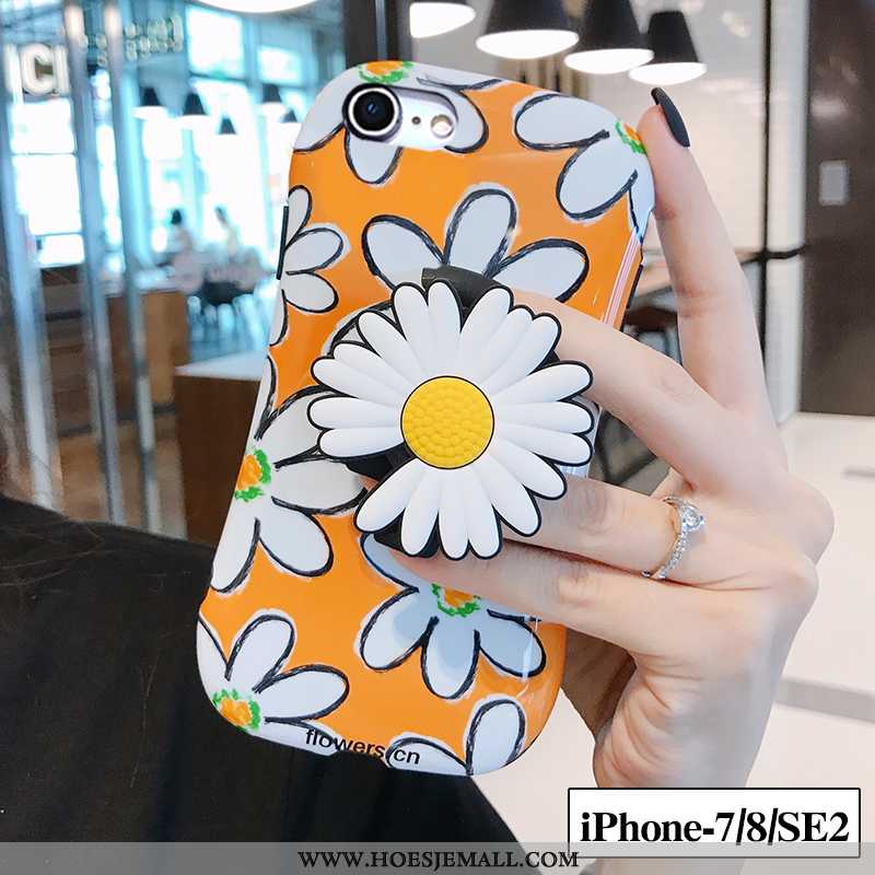 Hoes iPhone 7 Zacht Siliconen Mini Bloemen Madeliefjes Vers Mobiele Telefoon Geel