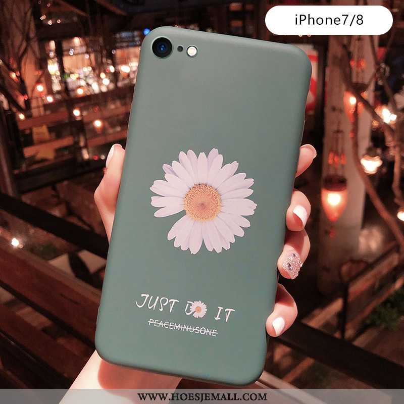 Hoes iPhone 7 Schrobben Scheppend Bloemen Hoesje Mobiele Telefoon Anti-fall Zacht Groen