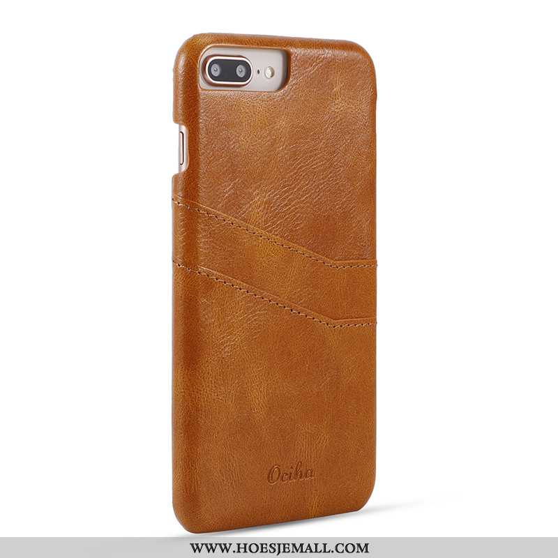 Hoesje iPhone 8 Plus Leer Bescherming High End Vintage Pas Leren Bedrijf Zwarte