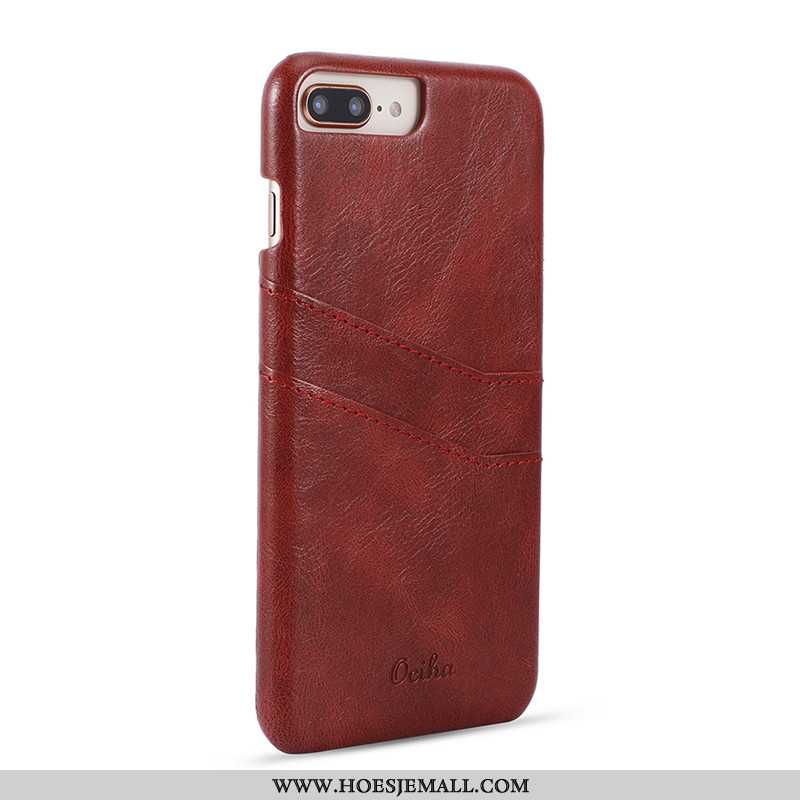 Hoesje iPhone 8 Plus Leer Bescherming High End Vintage Pas Leren Bedrijf Zwarte