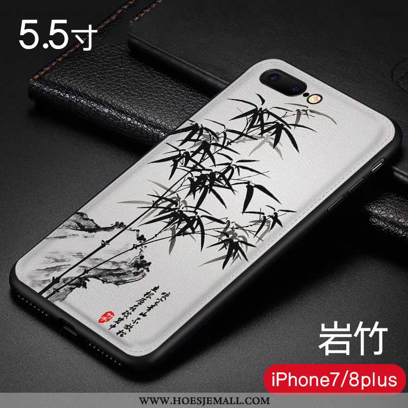 Hoes iPhone 8 Plus Trend Zacht Landschap Anti-fall Reliëf Mobiele Telefoon Wind Blauwe