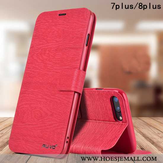 Hoes iPhone 8 Plus Siliconen Bescherming Folio Zacht Leren Hoesje Pu All Inclusive Rood