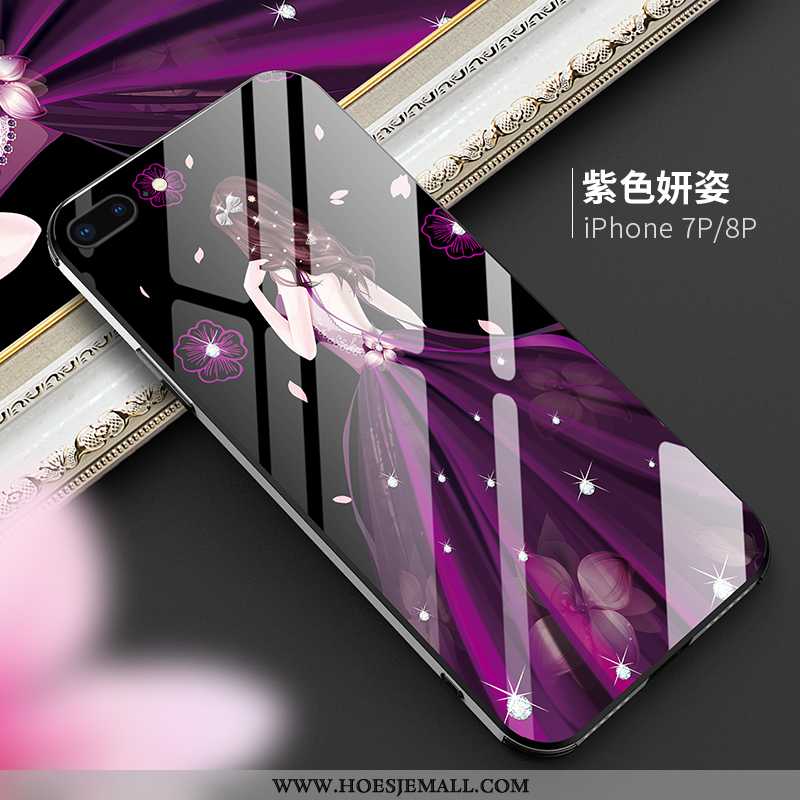 Hoes iPhone 8 Plus Glas Luxe Trend All Inclusive Spiegel Nieuw Net Red Purper