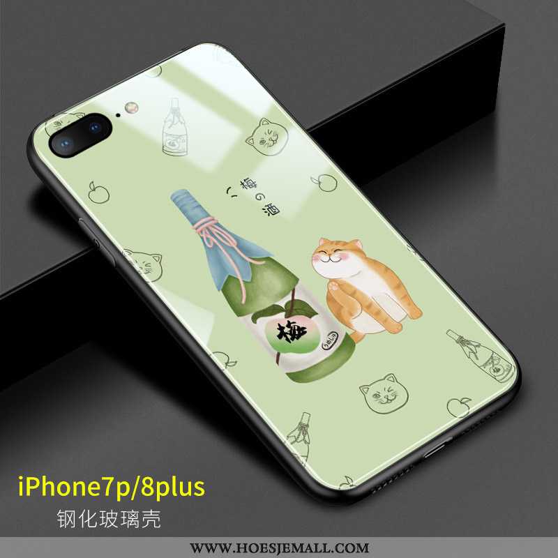 Hoesje iPhone 8 Plus Spotprent Mooie Spiegel Lovers Scheppend Vers Groen