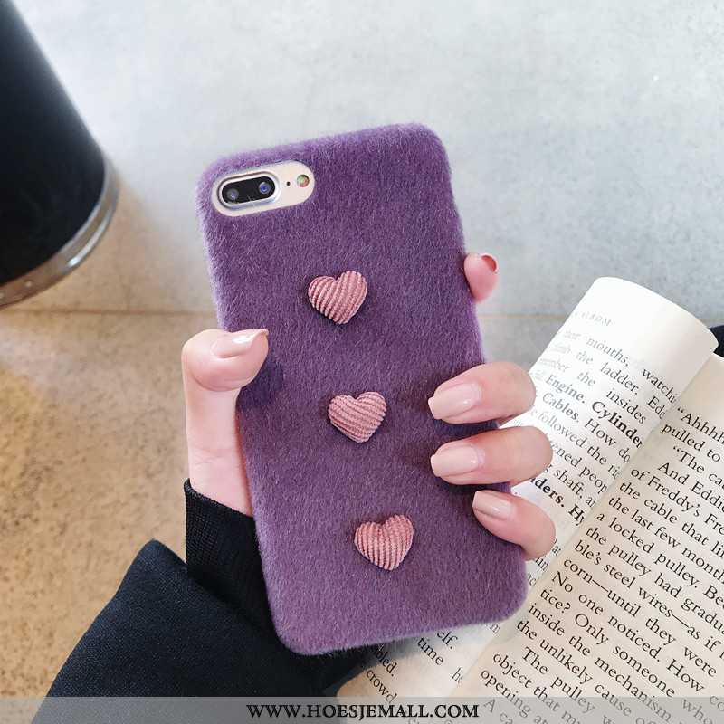 Hoes iPhone 8 Plus Scheppend Super Dun Pluche Persoonlijk Liefde Doek Purper