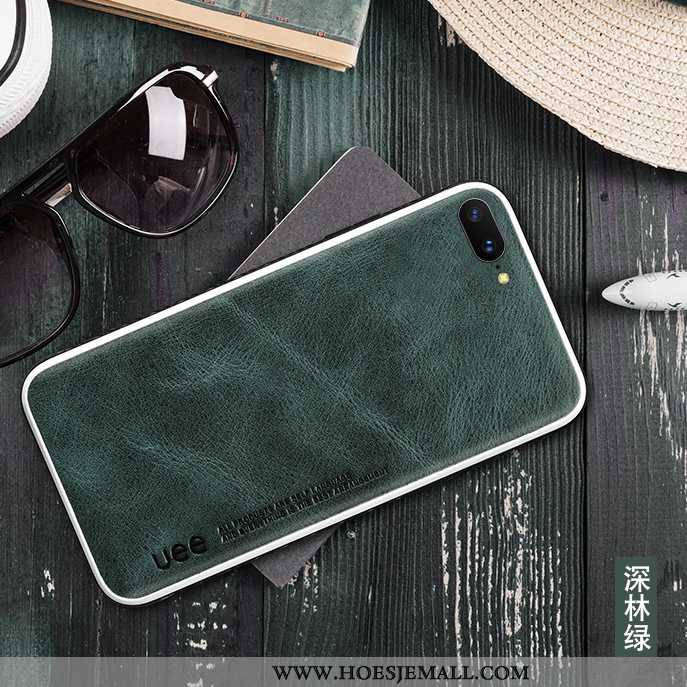 Hoesje iPhone 8 Plus Leer Super Hanger Persoonlijk Eenvoudige Scheppend Donkerblauwe