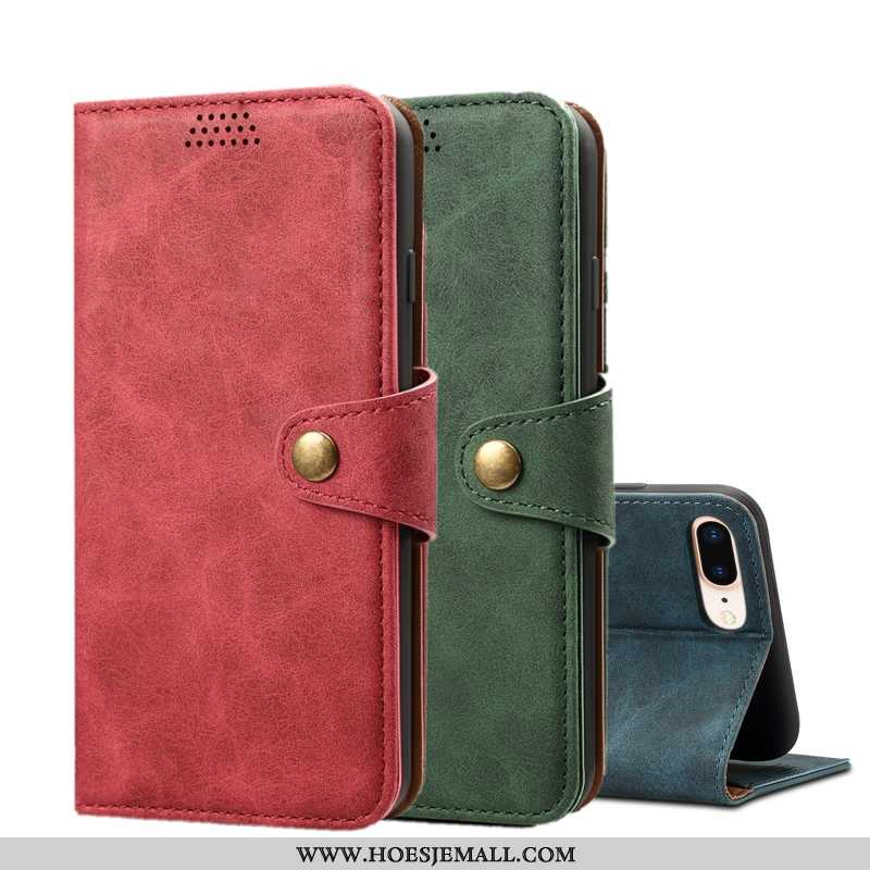 Hoesje iPhone 8 Plus Zacht Bescherming Folio Leren Rood Mobiele Telefoon