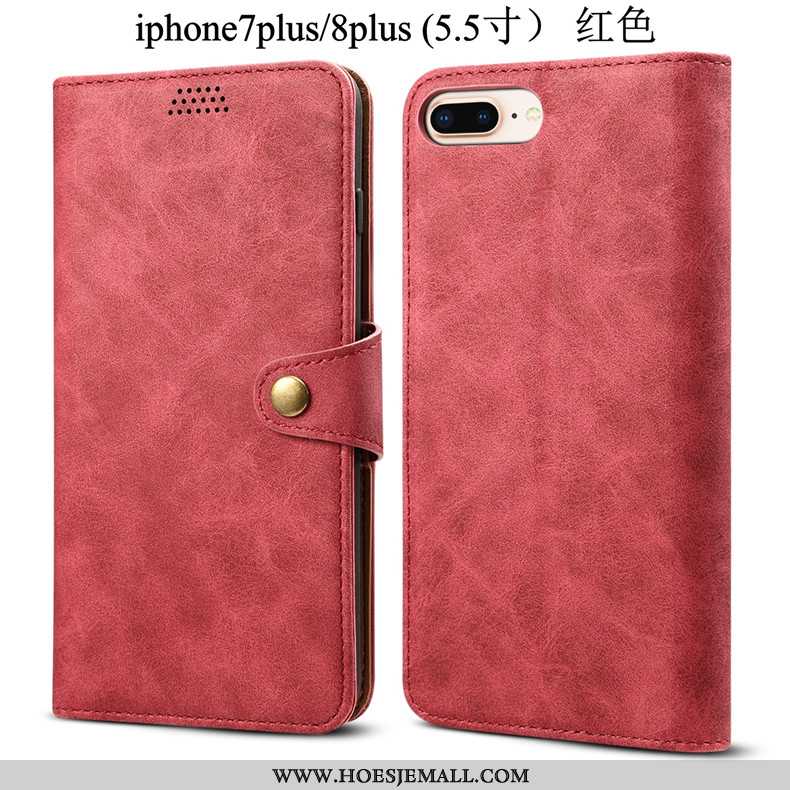 Hoesje iPhone 8 Plus Zacht Bescherming Folio Leren Rood Mobiele Telefoon