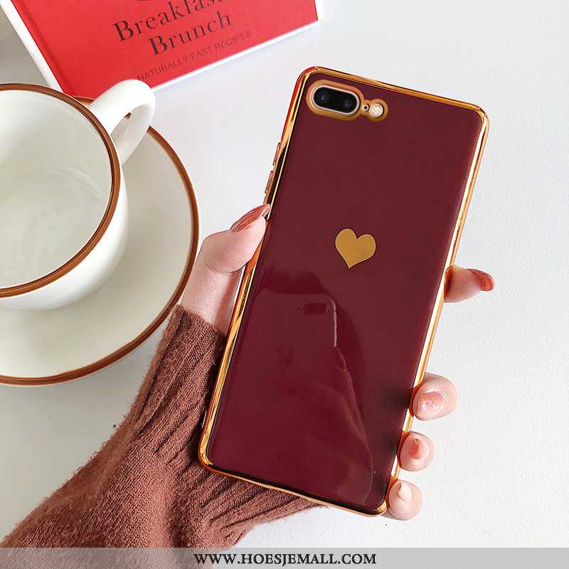 Hoesje iPhone 8 Plus Siliconen Trend All Inclusive Rood Anti-fall Plating