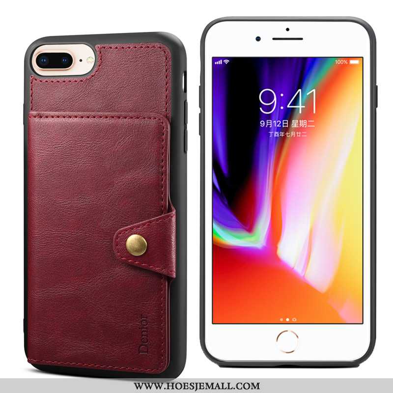 Hoesje iPhone 8 Plus Zacht Bescherming Mobiele Telefoon Kaart Rood Anti-fall