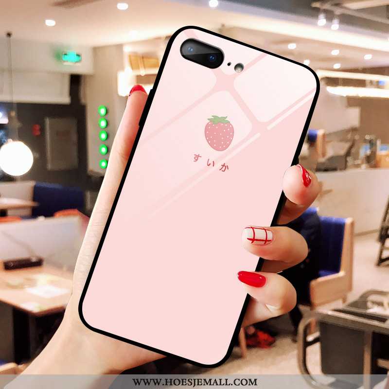 Hoesje iPhone 8 Plus Spotprent Glas Mobiele Telefoon Roze Mini Lucky Groen