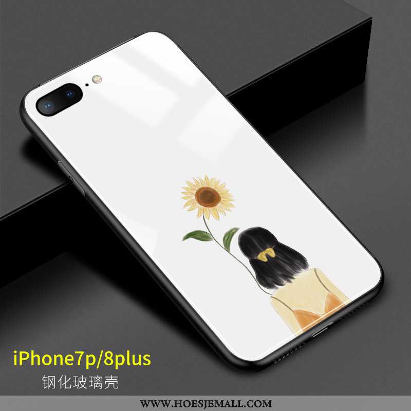 Hoesje iPhone 8 Plus Glas Scheppend Mobiele Telefoon Wit Eenvoudige Kunst Witte