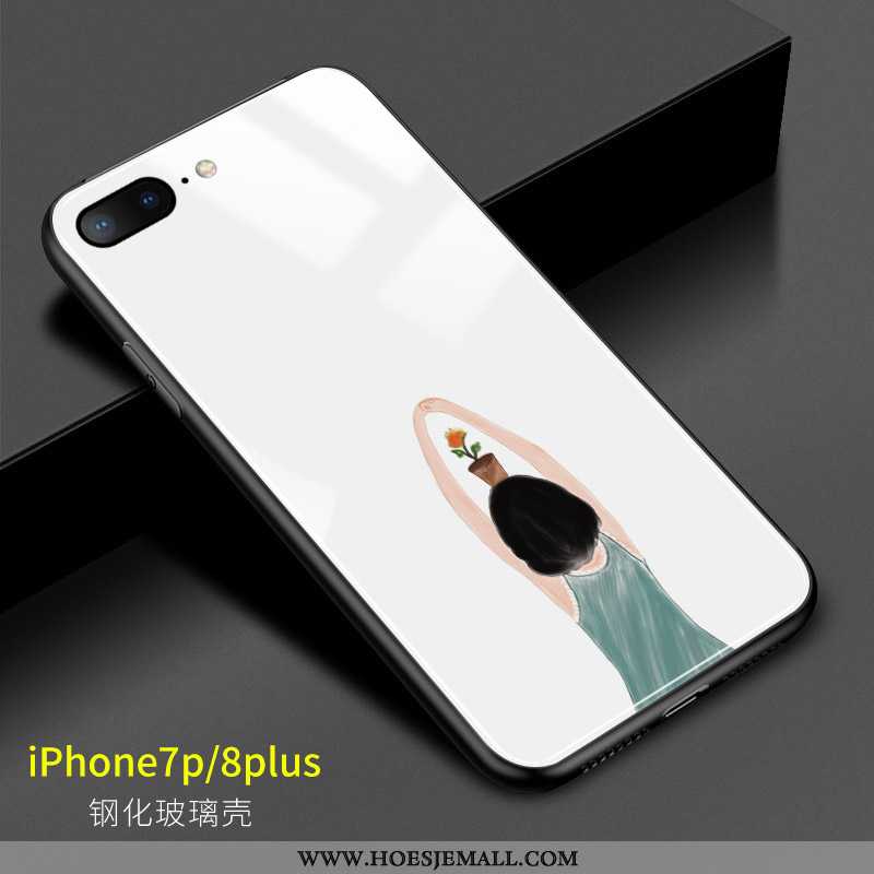 Hoesje iPhone 8 Plus Glas Scheppend Mobiele Telefoon Wit Eenvoudige Kunst Witte