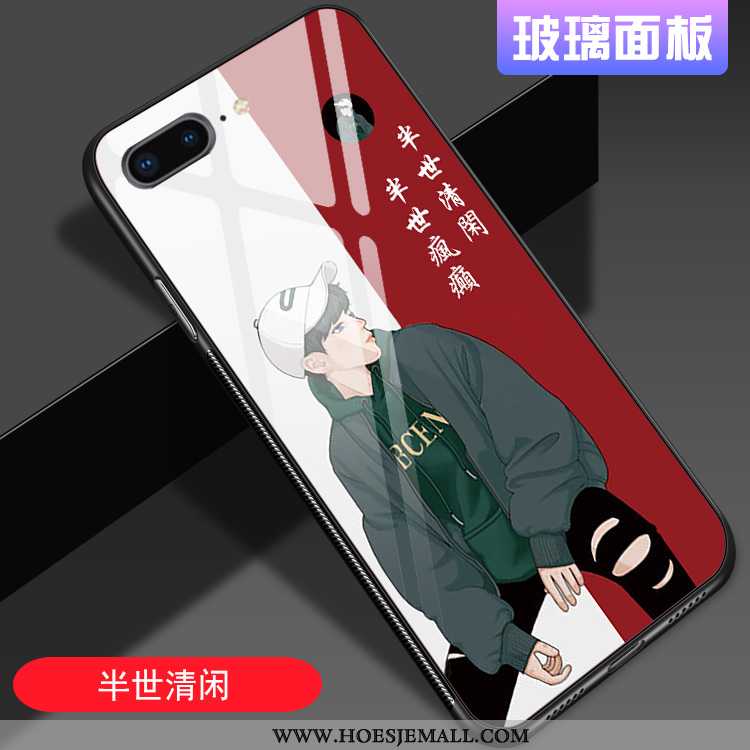 Hoesje iPhone 8 Plus Trend Siliconen Glas Rood Mobiele Telefoon Lovers Chinese Stijl