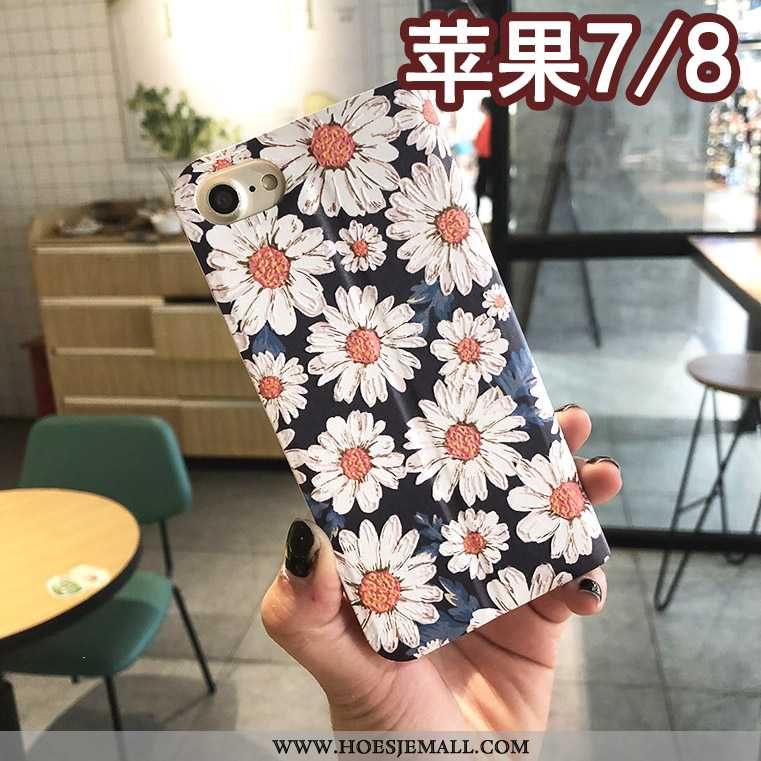 Hoesje iPhone 8 Leren Scheppend Bescherming Reliëf Hoes Blauw Blauwe