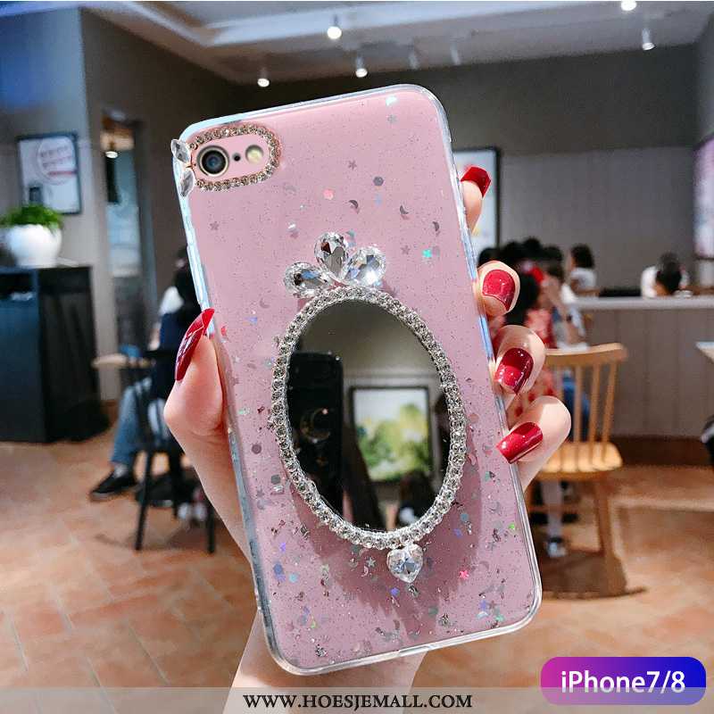 Hoesje iPhone 8 Persoonlijk Zacht Blauw Bescherming Mobiele Telefoon Roze Skärmskydd Blauwe