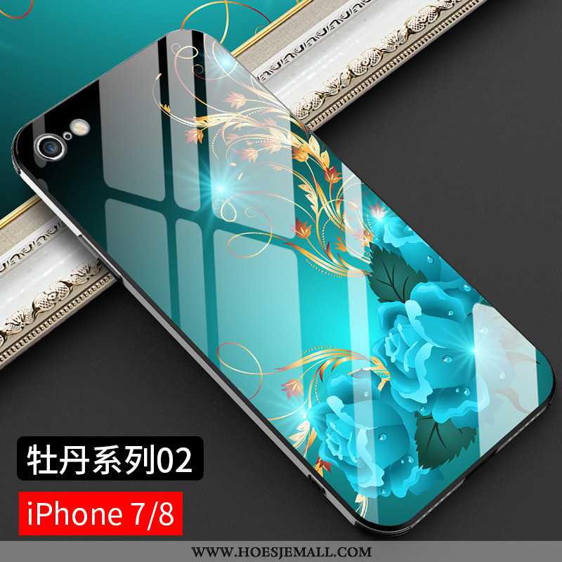 Hoesje iPhone 8 Dun Bescherming Glas Mode All Inclusive Anti-fall Ster Blauwe