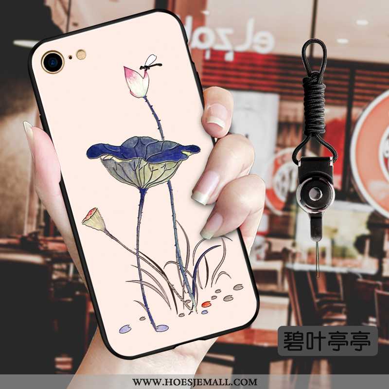 Hoes iPhone 8 Reliëf Vintage Bloemen Anti-fall Wind Chinese Stijl Trend Blauwe