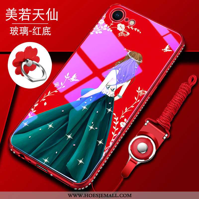 Hoes iPhone 8 Glas Trend Zacht All Inclusive Mobiele Telefoon Anti-fall Net Red Blauwe