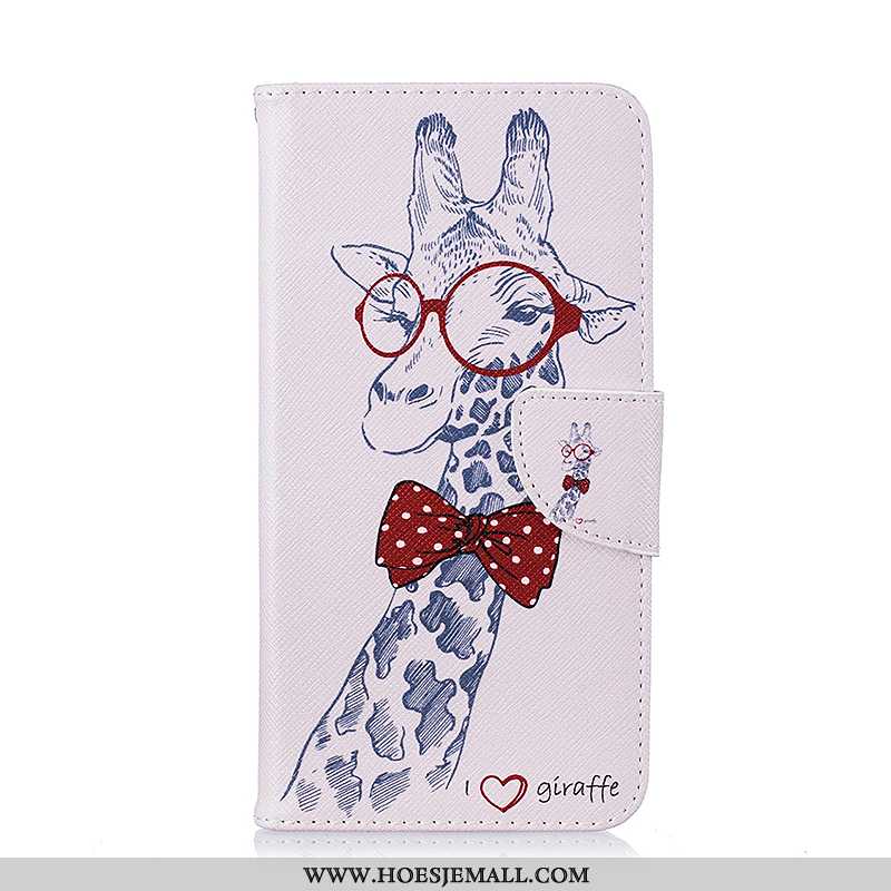 Hoes iPhone 8 Bescherming Leren Hoesje Folio Geschilderd Mobiele Telefoon Wit Witte