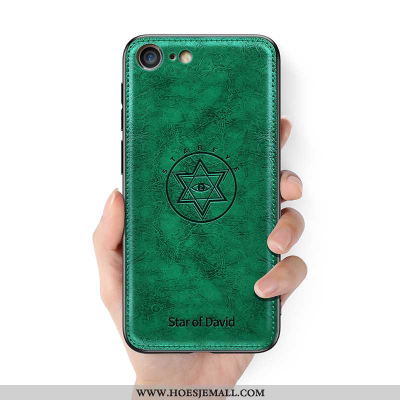 Hoesje iPhone 8 Bescherming Leren Anti-fall All Inclusive Bedrijf Patroon Trend Groen