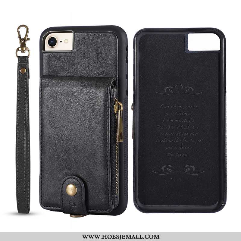 Hoes iPhone 8 Bescherming Leren Hoesje Bedrijf Elegante All Inclusive Leer Koe Donkerblauwe