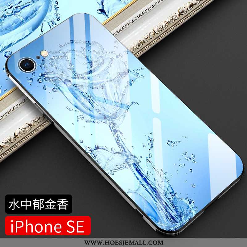 Hoes iPhone Se (nouveau) Glas Luxe Zwart Hoesje Mobiele Telefoon Scheppend Zwarte