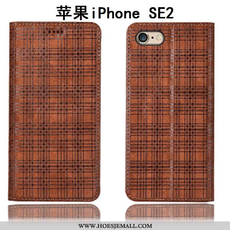 Hoesje iPhone Se (nouveau) Bescherming Echt Leer Hoes Nieuw Anti-fall All Inclusive Fluweel Rood