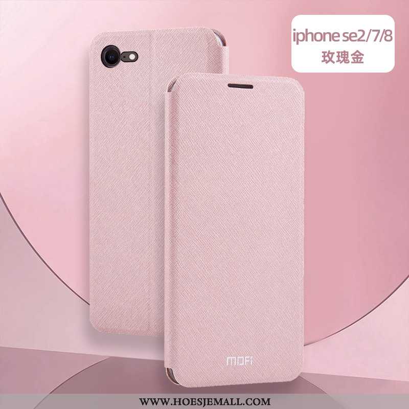 Hoes iPhone Se (nouveau) Bescherming Leren Hoesje Siliconen Mobiele Telefoon Roze Clamshell