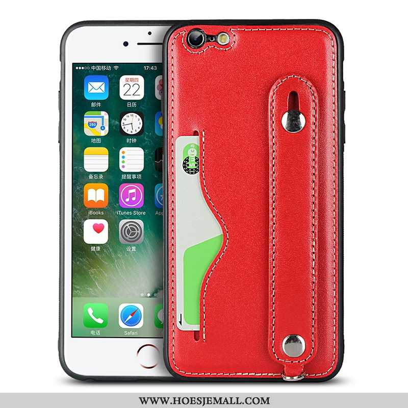 Hoesje iPhone Se (nouveau) Echt Leer Bescherming Hoes All Inclusive Hanger Mobiele Telefoon Rood